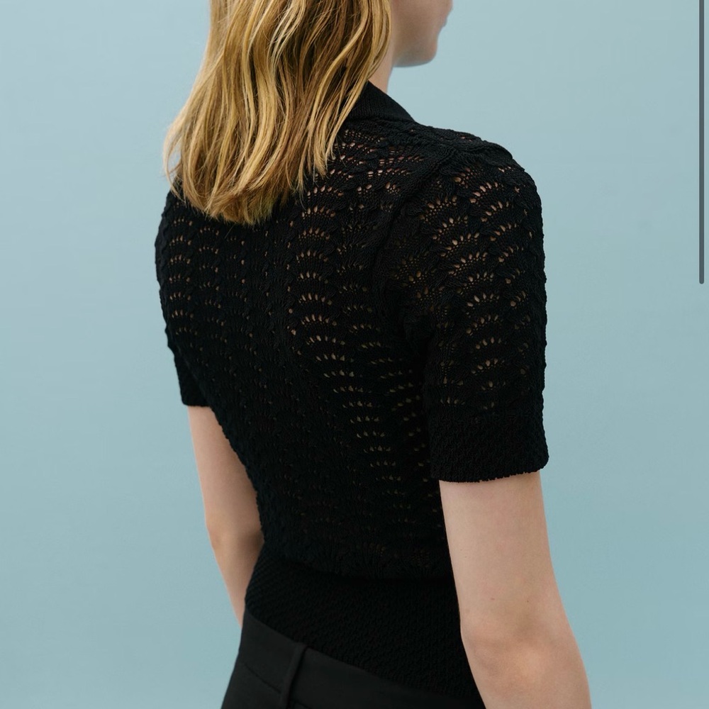 Victoria Beckham Mango Black Knit Polo Shirt - Picture 7 of 7
